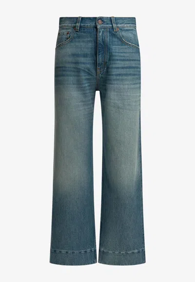 Chloé Women Dream Blue Denim High-rise Cropped Jeans In Blue