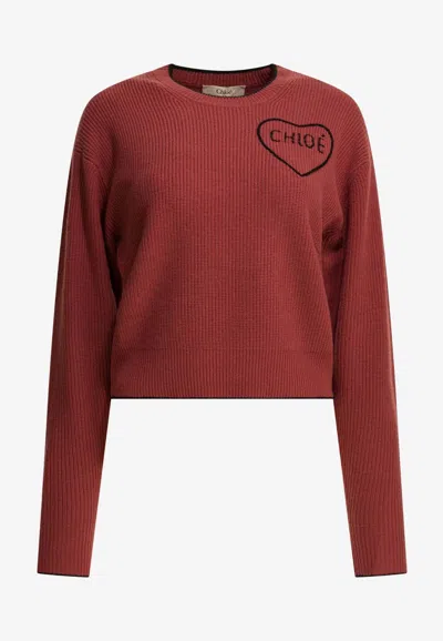 Chloé Short And Fitting Pullover With Wool Logo In Multi
