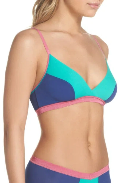 Cosabella Mixed Mesh Crossover Bralette In Blue