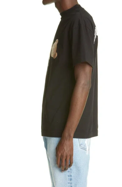 Palm Angels Broken Bear Logo Graphic T-shirt In Black