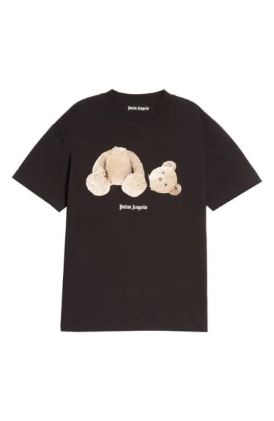 Palm Angels Broken Bear Logo Graphic T-shirt In Black