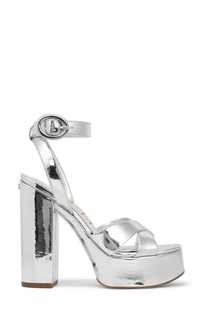 Sam Edelman Savannah Ankle Strap Platform Sandal In Silver