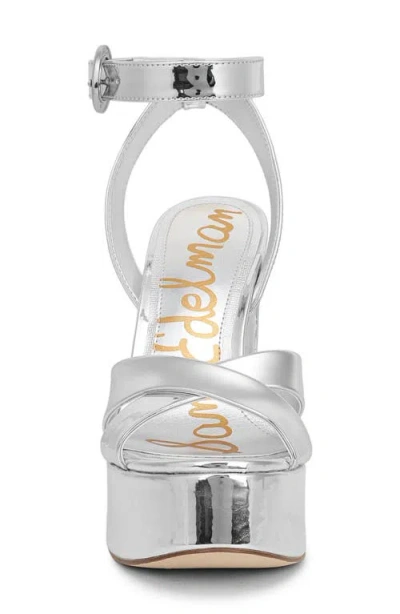 Sam Edelman Savannah Ankle Strap Platform Sandal In Silver