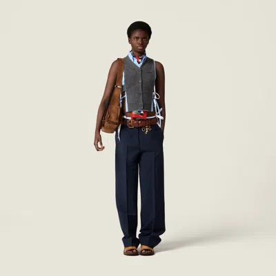 Miu Miu Knitwear Top Sleeveless Ribbed Hem Pockets In Gray