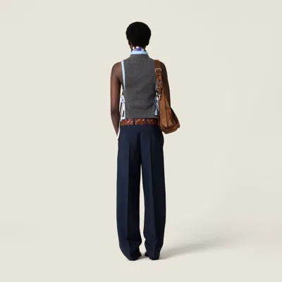 Miu Miu Knitwear Top Sleeveless Ribbed Hem Pockets In Gray