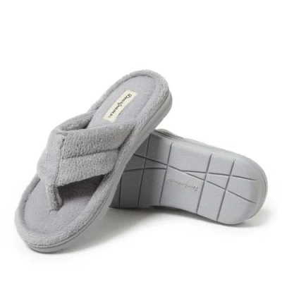 Dearfoams Wrenley Terry Womens Memory Foam Slip-on Slippers In Gray