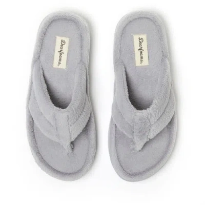 Dearfoams Wrenley Terry Womens Memory Foam Slip-on Slippers In Gray