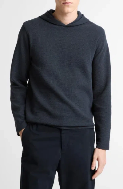 Vince Double Face Pullover Hoodie In Blue