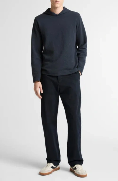 Vince Double Face Pullover Hoodie In Blue