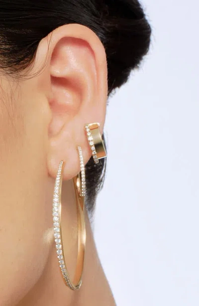 Lana 14k Gold Hollow Vanity Diamond Hoop Earrings