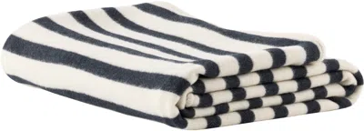 Tekla Off-white Lambswool Blanket In Black