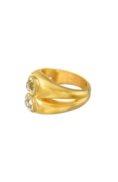 Darius Old Mine Bezel Set Diamond Double Signet Ring
