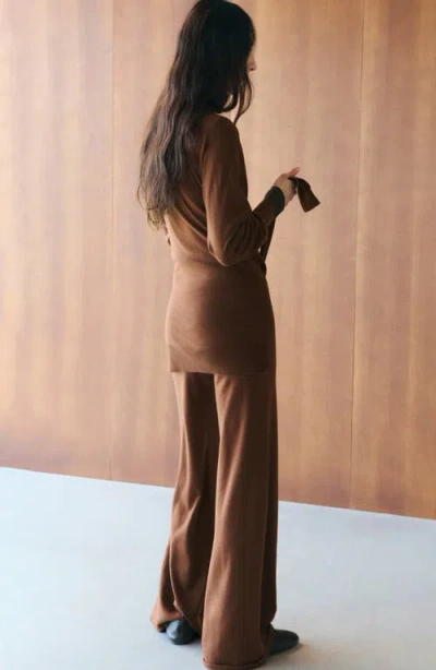 Mango Kendrik Knit Drawstring Pants In Brown