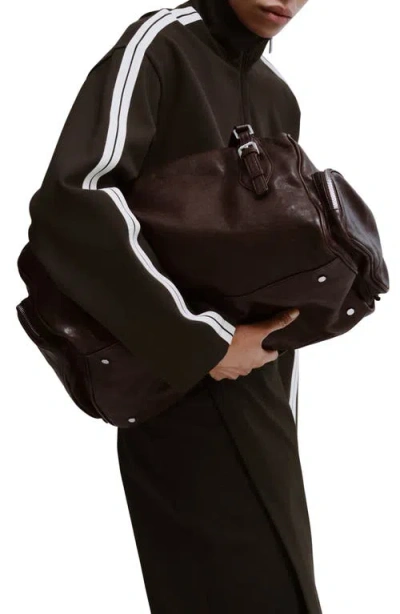 Mango Stripe Front Zip Jacket In Brown