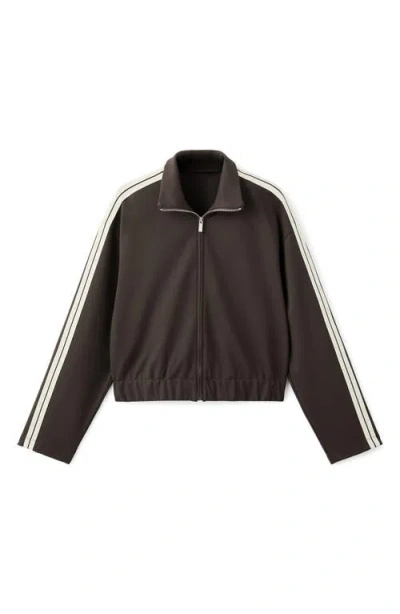 Mango Stripe Front Zip Jacket In Brown