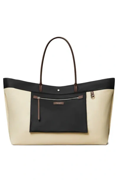 Tory Burch Ella Twisted Black Tote Bag With Logo On The Front In Ecoleather Woman In Black