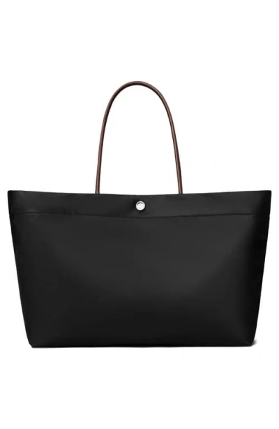 Tory Burch Ella Twisted Black Tote Bag With Logo On The Front In Ecoleather Woman In Black