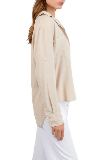 Bella Dahl Split Back Button-up Shirt In Neutral