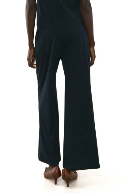 Mango Straight Leg Knit Pants In Black