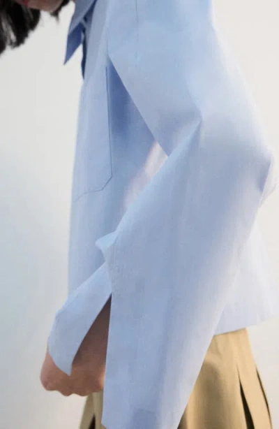 Mango Crop Button-up Shirt In Blue