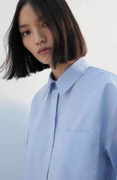 Mango Crop Button-up Shirt In Blue