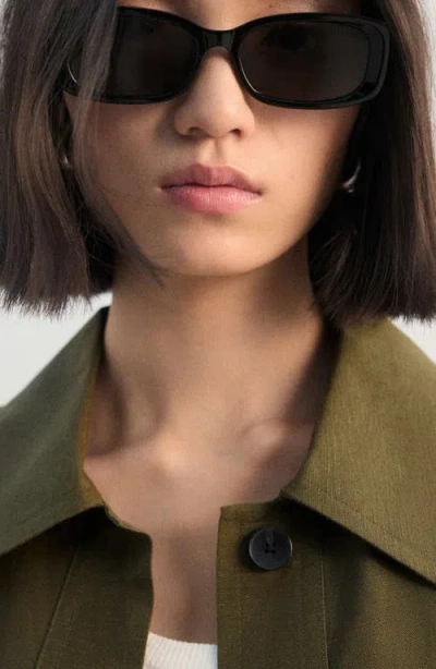 Mango Linen Blend Jacket In Green