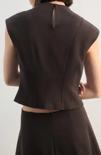 Mango Fitted Cap Sleeve Top In Brown