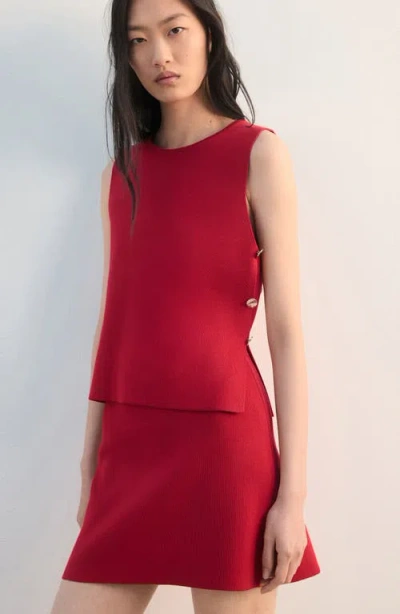 Mango Knit Miniskirt In Red