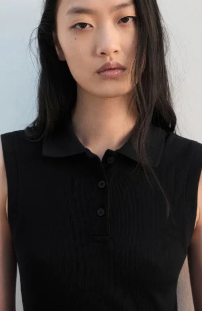 Mango Mixed Media Midi Dress In Black