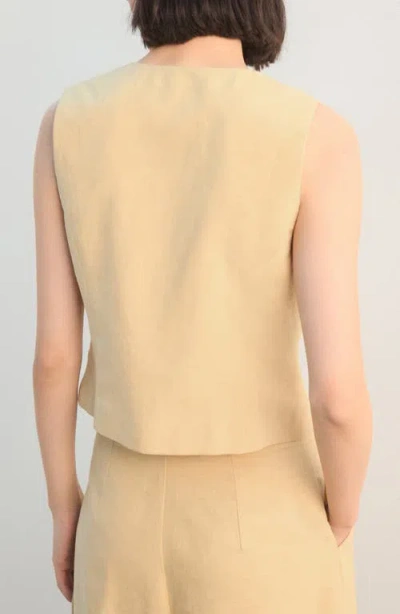 Mango Double Breasted Vest In Neutral
