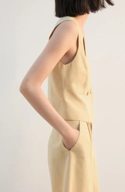 Mango Double Breasted Vest In Neutral