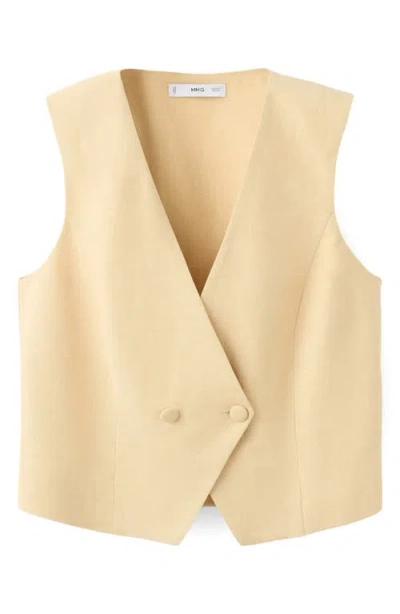 Mango Double Breasted Vest In Neutral