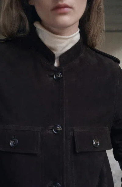 Mango Suede Jacket In Brown