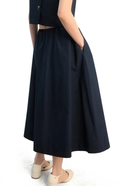 Mango Cotton Midi Skirt In Blue