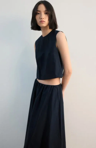 Mango Cotton Midi Skirt In Blue