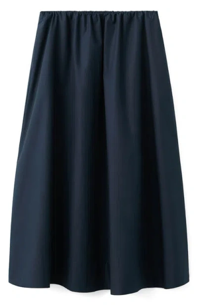 Mango Cotton Midi Skirt In Blue