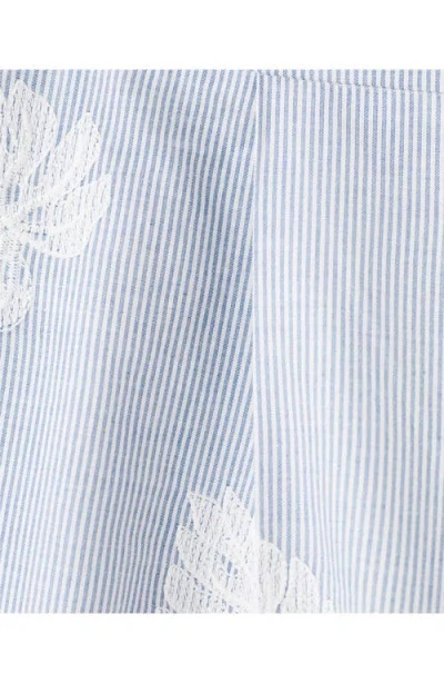 Mango Embroidered Stripe Pants In Gray