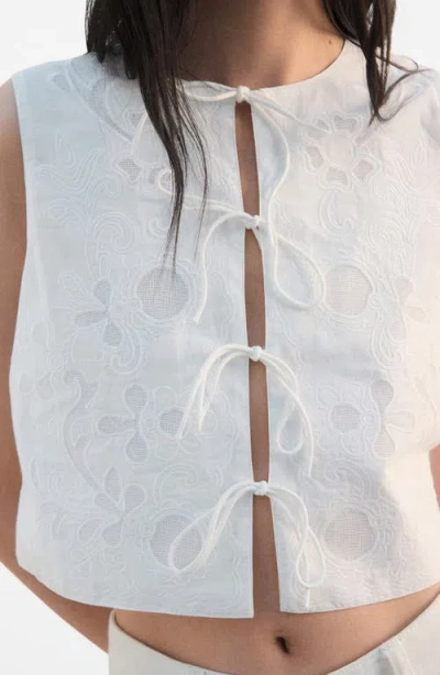 Mango Bow Embroidered Vest In Gray