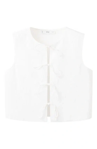 Mango Bow Embroidered Vest In Gray