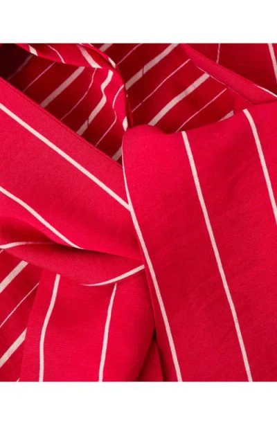 Mango Stripe Tie Neck Top In Red