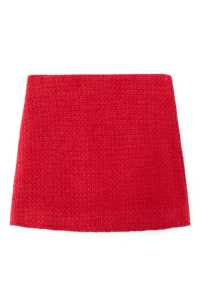 Mango Tweed Miniskirt In Red