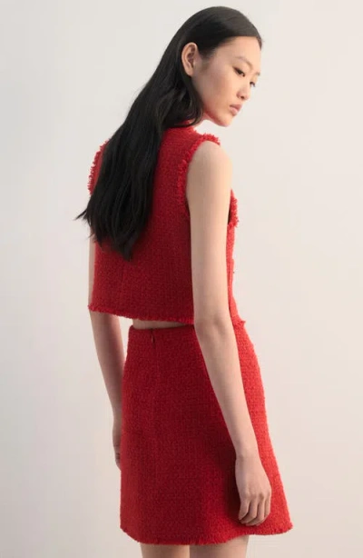 Mango Tweed Miniskirt In Red