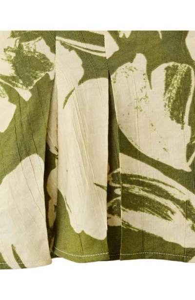 Mango Printed Peplum Top In Green