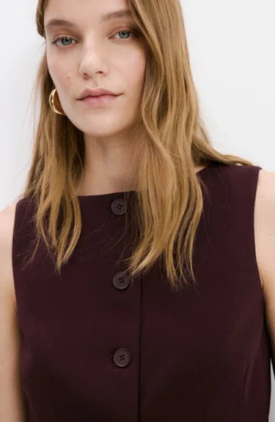 Mango Suit Vest In Burgundy