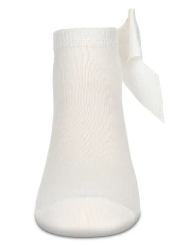 Memoi Bow-on-back Anklet Sock In White