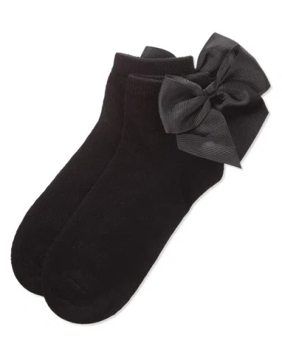 Memoi Bow-on-back Anklet Sock In Black