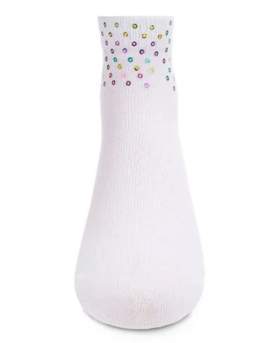 Memoi Multicolor Sequin Anklet Sock In White