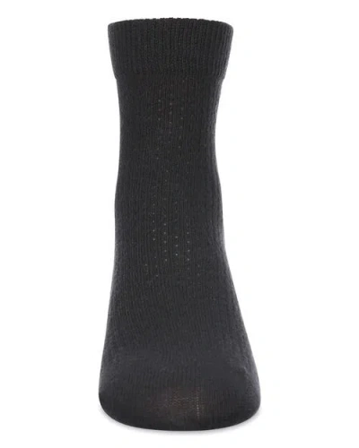 Memoi Pointelle Dot Anklet Socks In Black