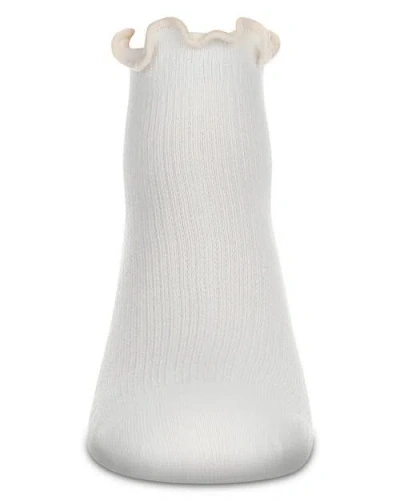 Memoi Colored Ruffle Anklet Socks In White
