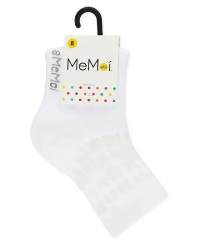 Memoi Window Pane Sheer Socks In White